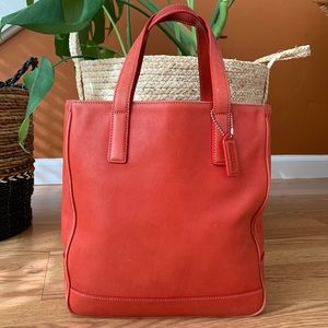 Vintage Coach Leather Red Tote 7787